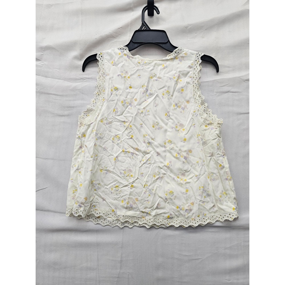 A New Day Womens Floral V-Neck Tank Top Yellow Modal Blend Casual Size Small - Picture 2 of 7